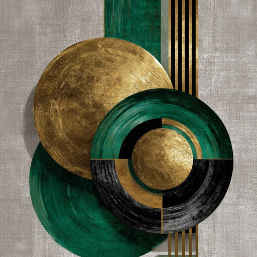 Emerald Gold Geometric Circles Canvas Print