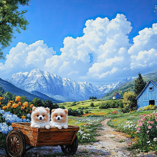 Pomeranian Wagon Canvas Print