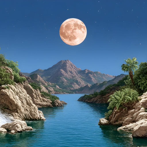 Moonlit Oasis Tranquility Canvas Print