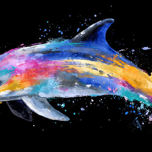 Rainbow Dolphin Splash Flight Canvas Print