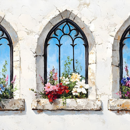 Floral Elegance Through Arches Canvas Print