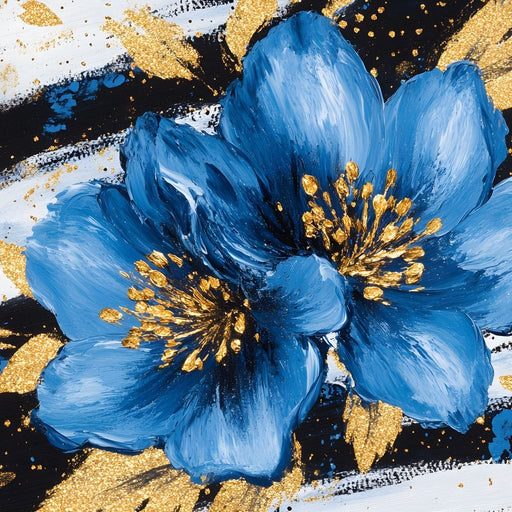 Blue Petals Midnight Bloom Canvas Print