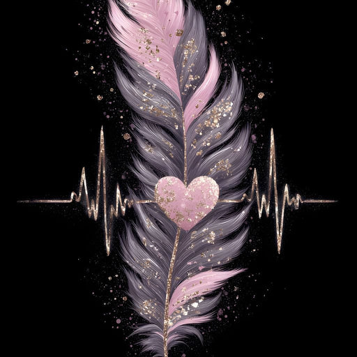 Feather Heartbeat Gold Pink Canvas Print
