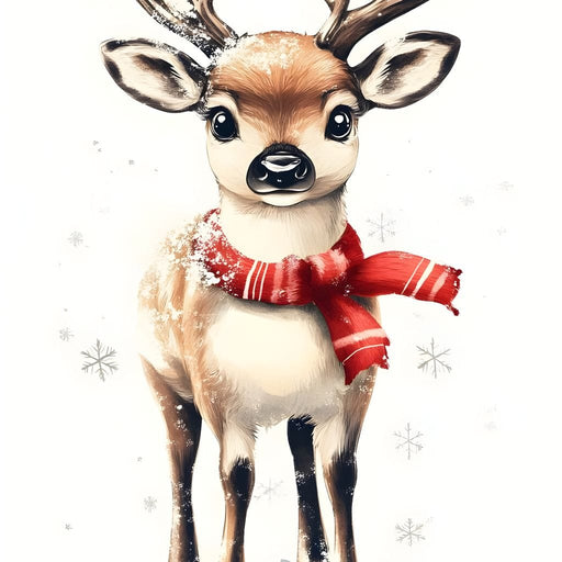 Snowy Baby Reindeer Holiday Charm Canvas Print