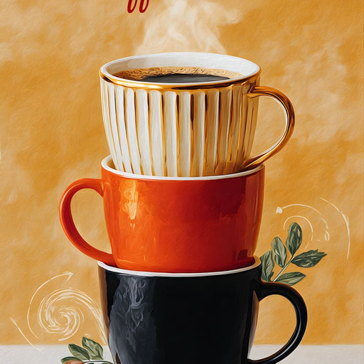 Coffee Time Stacked Mugs Canvas Print