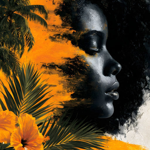 Golden Palms Dark Silhouette Canvas Print