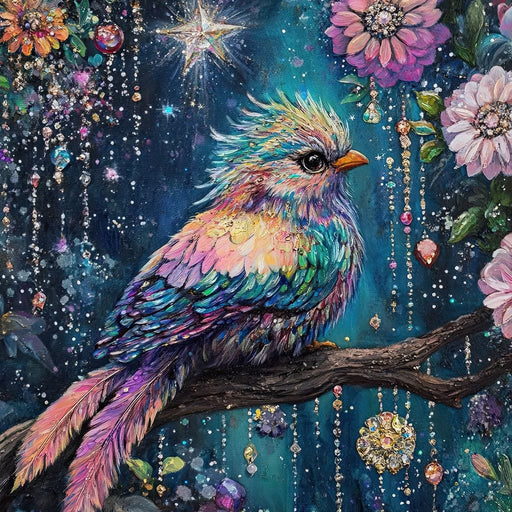 Enchanted Birdsong Night Tapestry Canvas Print