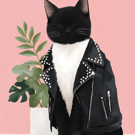 Rebel Feline Fashion Portrait Canvas Print