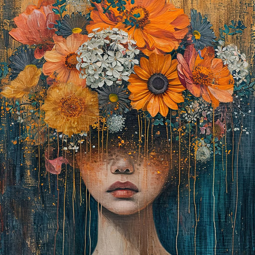 Blossoming Silence Dripping Gold Canvas Print