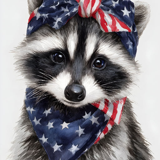 Patriotic Raccoon Portrait Canvas Print