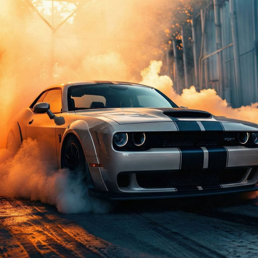 Silver Hellcat Burnout - Rider Art Canvas Print