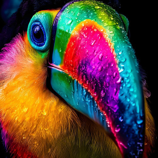 Neon Rainforest Toucan Portrait Canvas Print