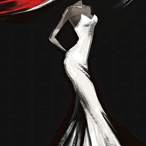 The White Dress - Elegant Silhouette in Red Canvas Print