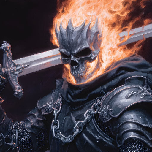 Flaming Skull Knight Sovereign Canvas Print