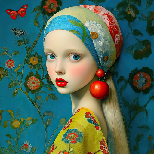 The Girl with the Scarlet Earring - TooplesArt Canvas Print