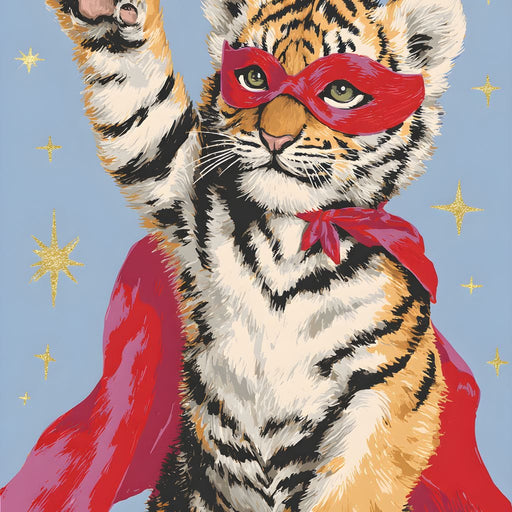 Superhero Tiger Cub Rising Canvas Print