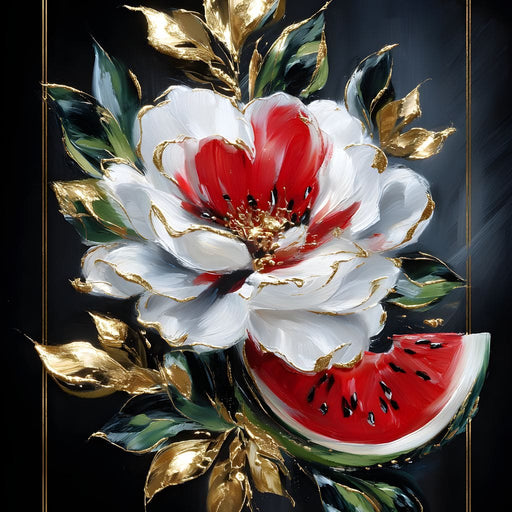 Golden Petals and Melon Muse Canvas Print