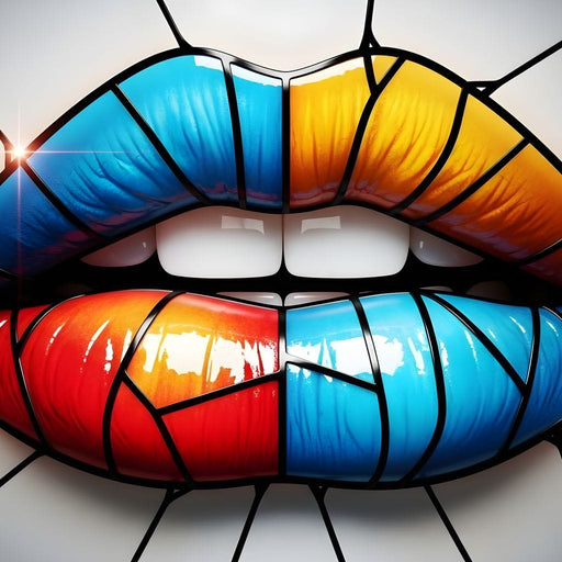 Chromatic Mosaic Lips Fantasy Canvas Print