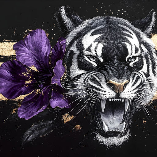 Tiger Roar of the Violet Stripes Canvas Print
