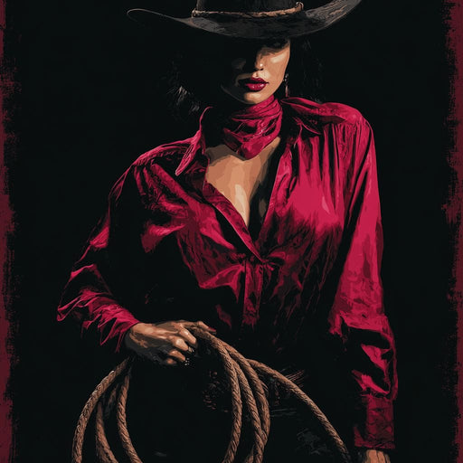 Midnight Cowgirl Red Blouse Canvas Print