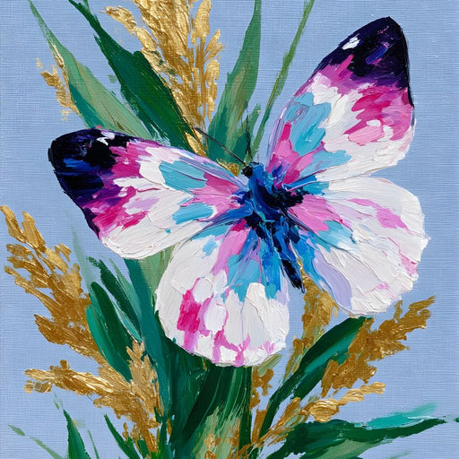 Pastel Butterfly Golden Foliage Canvas Print