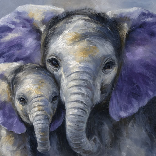 Tender Elephant Family Portrait Canvas Print