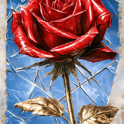 Fractured Petals On A Gilded Stem Canvas Print