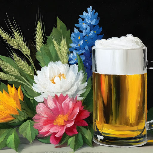 Golden Brew With Blossoms Canvas Print