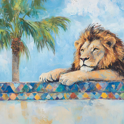 Lion Oasis Tranquility Canvas Print