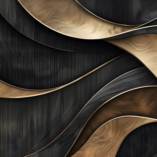 Grey and Gold Wooden Waves 002 - Johanjjf Canvas Print