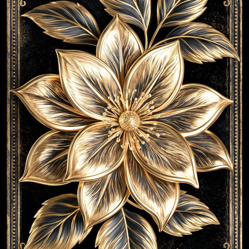 Gilded Petals on Obsidian Fields Canvas Print