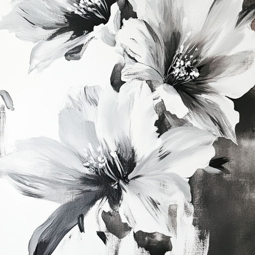 Monochrome Flora Harmony - Wildrose Creations Canvas Print