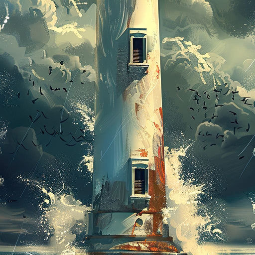 Beacon Amidst Stormy Shores Canvas Print