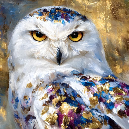 Golden Snow Owl Portrait Canvas Print