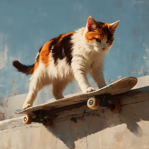 Calico Cat Skateboard Ride Canvas Print