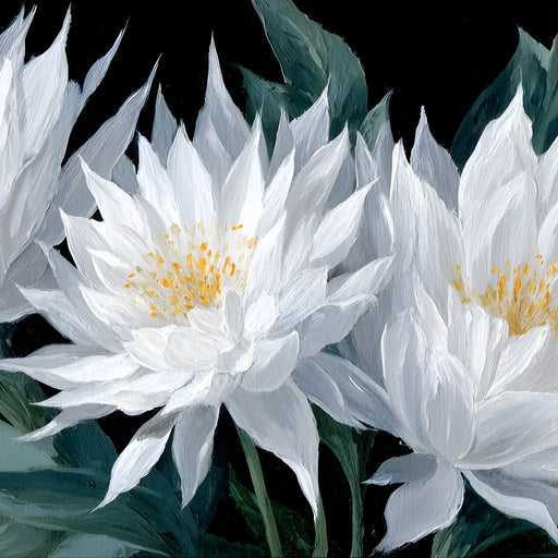 White Lotus Gold Leaf Bouquet Canvas Print