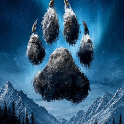 Celestial Wolf Paw Over Peaks Canvas Print