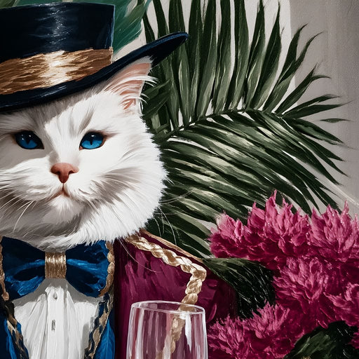 Elegant Feline in Formal Garden Canvas Print