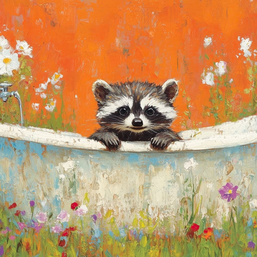 Raccoon Bath Canvas Print
