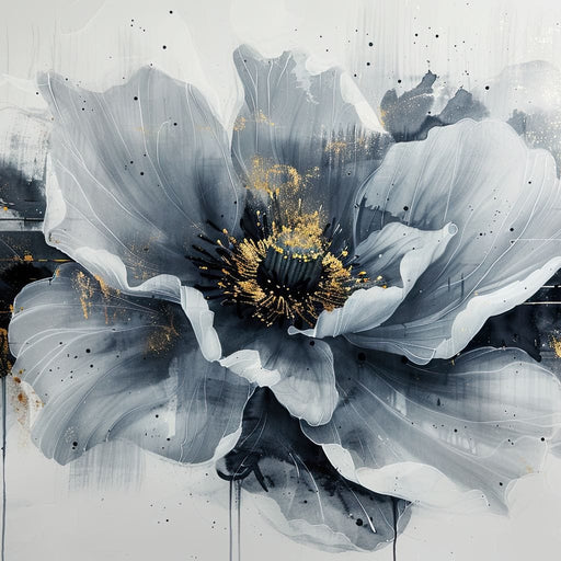 Golden Flecks on Monochrome Petals Canvas Print