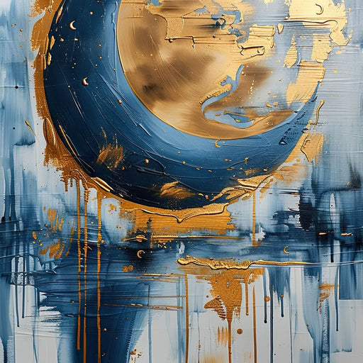 Golden Swirls on Sapphire Tides Canvas Print