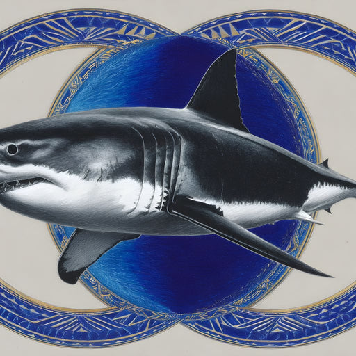 Great White Shark Emblem Blue Canvas Print