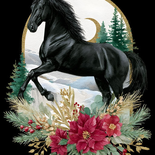 Moonlit Floral Gold Stallion Canvas Print