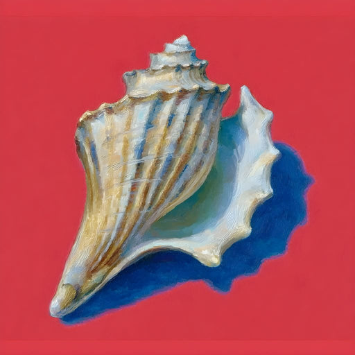 Seashell Symphony on Crimson Canvas Print