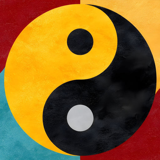 Golden Yin Yang Abstract Balance Canvas Print