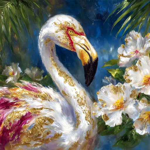 Gilded Flamingo Garden Glow - Neal Hackett Canvas Print
