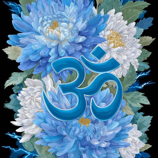 Blue Floral Om Canvas Print