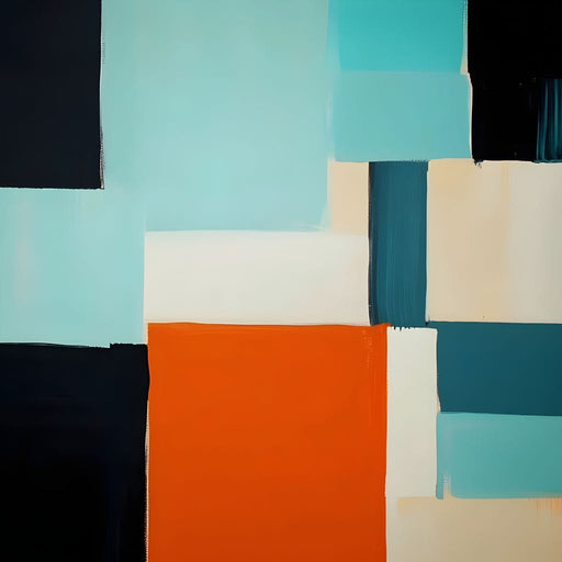 Modern Teal Orange Geometric Fields Canvas Print