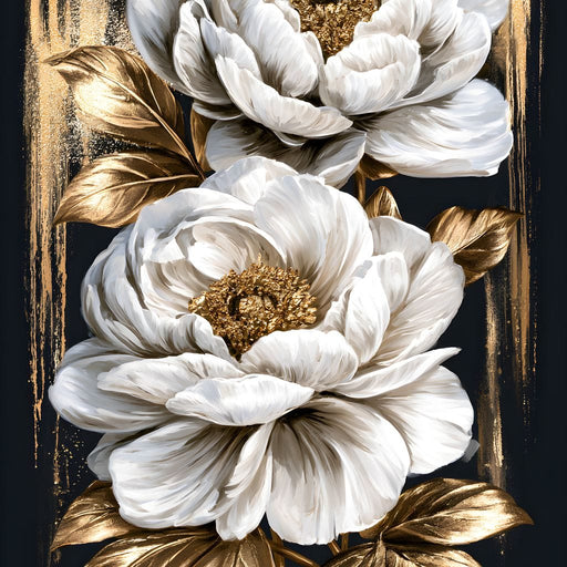 Gilded Petals Resting Upon Midnight Canvas Print