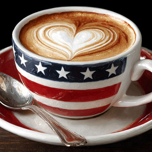 Patriotic Latte Heart Cup Canvas Print